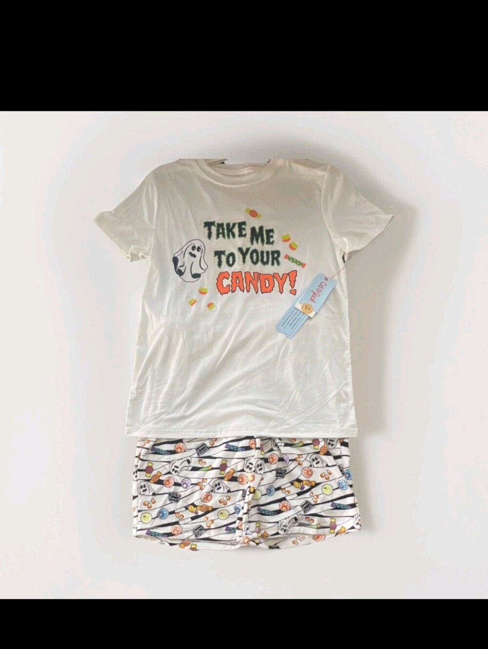 Cat & Jack kids Halloween Ghost Candy Pajama Set  Off-White L (10/12)